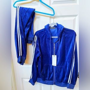 New with tags bright velour navy tracksuit.